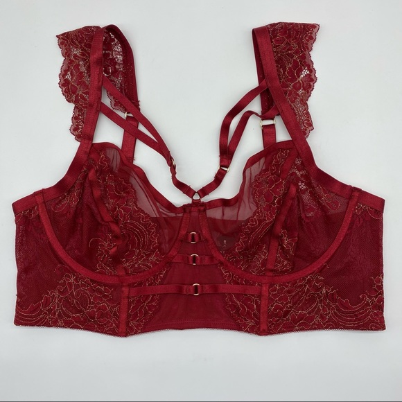 Torrid Women’s Plus Size Red Mesh Lace Bralette & Garter Set Size 1X - Picture 10 of 16